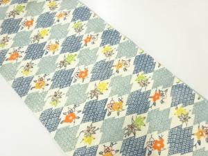 アンティーク　本場琉球紅型梅・楓模様名古屋帯